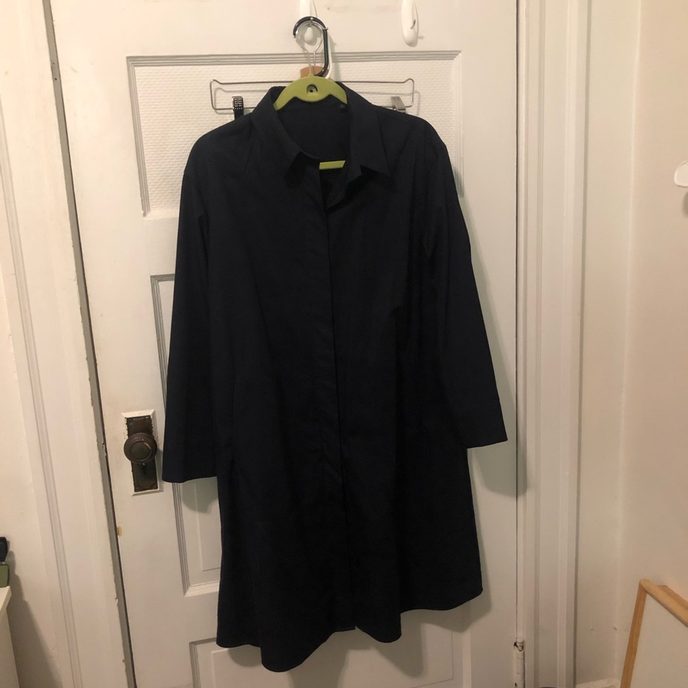 Dark Navy Cotton Shirt Coat